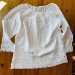 Jcrew lace linen blouse